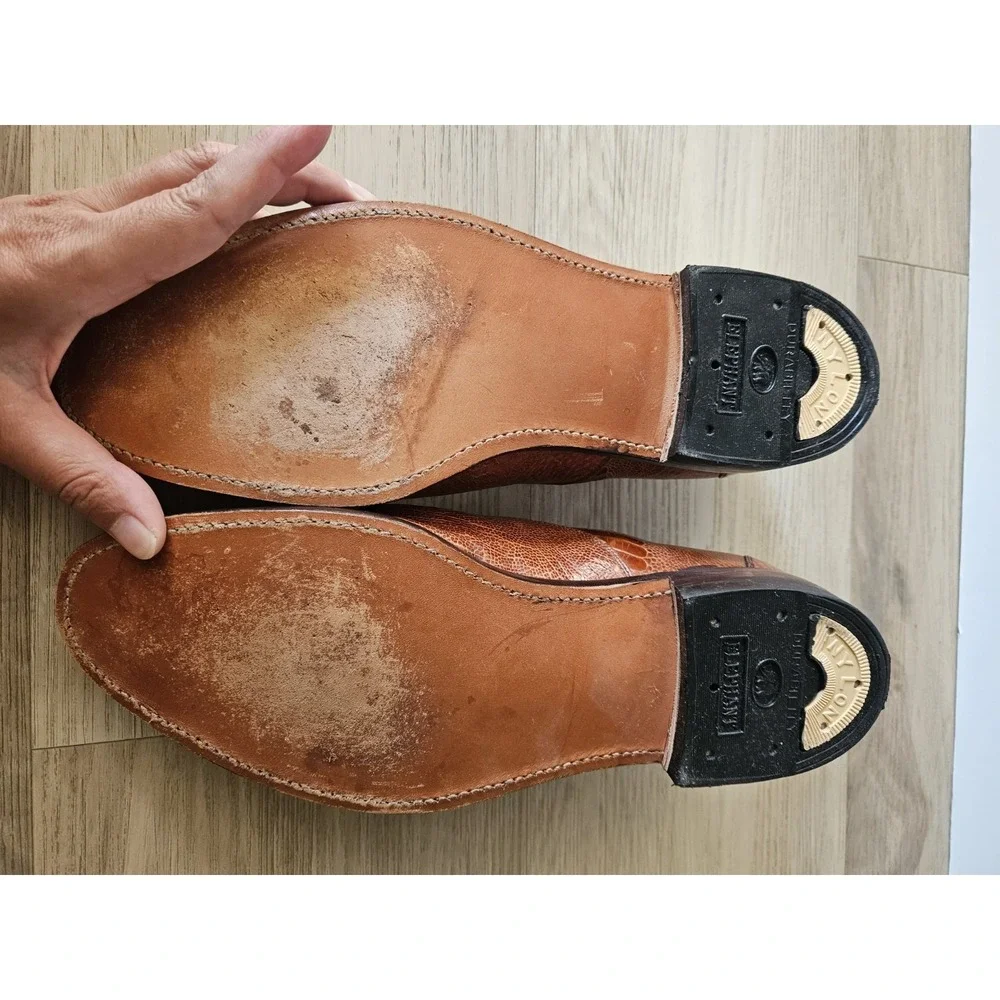 Stephen & Co. Cognac Ostrich Leg Dress Shoes Size 9.5 (Measures 11
